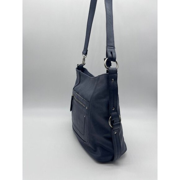 INC INTERNATIONAL CONCEPTS Riverton faux-leather medium hobo shoulder bag -Navy - Picture 5 of 7